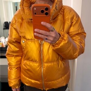 Zara Shiny Gold Puffer Jacket